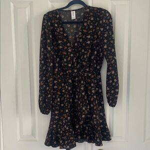 Abound Black Floral Long Sleeve Dress